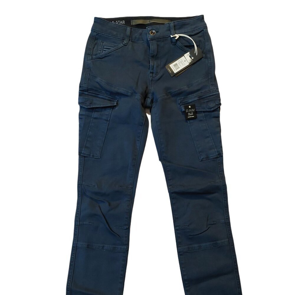 G-Star Raw Rovic Skinny Cropped Sapphire Blue Denim Superstretch Jeans Sz 24 NWT